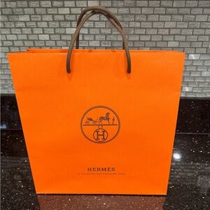 Classic Orange Hermes Retail Shopping Gift Bag 11.75" x 11.75" x 4"